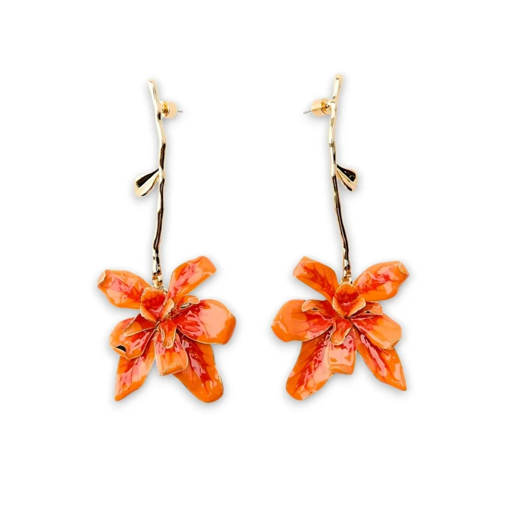 ZARA Stem Flower Earrings - Picture 5 of 15